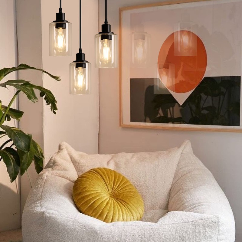 MAXvolador Industrial 3-Light Pendant Light, Adjustable Hanging Light Fixture with