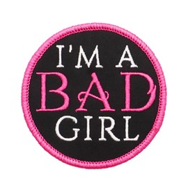 2 Pcs I'm A Bad Girl Embroidered Appliques Patch with Hook and Loop Fastener Backing- Punk Style Tactical Crochet Badge suitable for Vests,Jackets, Backpacks,and Clothing