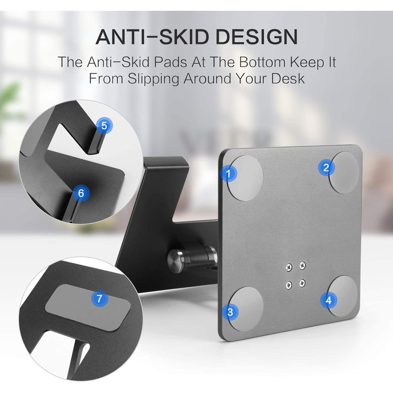 Genérico Adjustable Foldable Steel Tablet Phone Holder Dual Height and