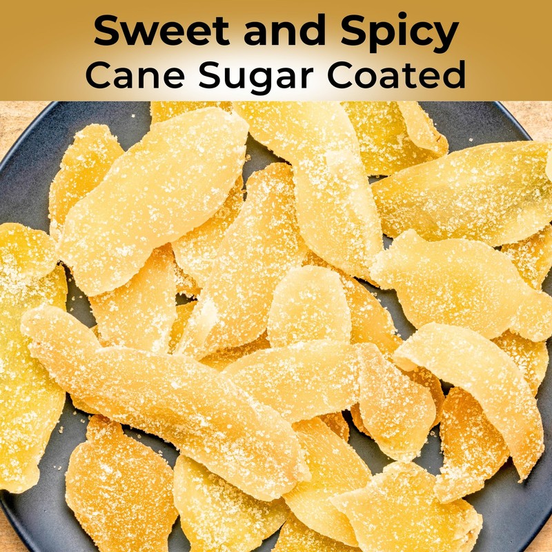 Organic Crystallized Ginger Slices Kosher Non GMO Sweet and Spicy