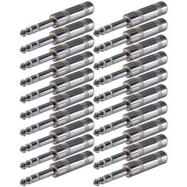 GLS Audio 1/4" Plugs for Patch Cables, Balanced Cables, Snakes - TRS Male Stereo 1/4 Inch Phono 6.3mm Phone Plug Bulk - 20 Pack