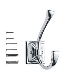 khtumeware Wall Hooks,2 Pack Coat Hooks Hardware Towel Hooks for Hanging Coats Polished Chrome Robe Hooks Wall Mounted with Screws for Key, Towel, Bags, Cup.