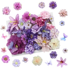 Bayurht 50pcs Artificial Flowers, Silk Flowers Flower Heads for Decoration, DIY Crafts, Wedding, Birthday, Party, Table Centerpieces, Home Decor, Mini Silk Flower Heads for Floral Arrangements