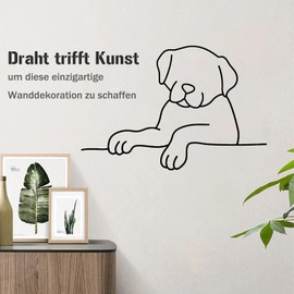 Dexlyn Dog Wall Decoration Metal Wall Decoration Black Minimalist Wire Wall Signs Hanging for Home Café Bar (36 cm x 28 cm)