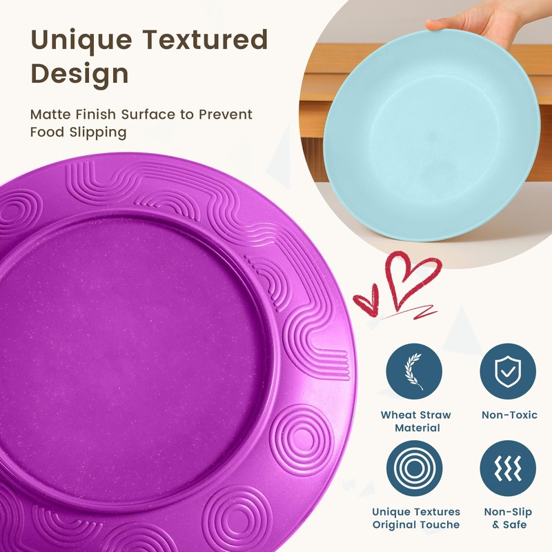 Homienly 40-Piece Kichen Dinnerware Set, Wheat Straw Dinnerware Set, Plates,
