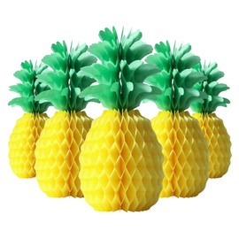 HUIANER Pineapple Honeycomb Centerpieces 6PCS 14Inch Pineapple Decorations Pineapple Table Hanging Decorations for Tropical Hawaiian Jungle Summer Party
