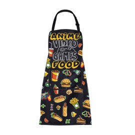 ENSIANTH Anime Video Games Food Aprons Anime Game Lover Gifts Kitchen Cooking Baking Chef Aprons With Pocket Gift for Food Lover (Anime Video Games Food)