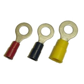 Crimp Ring Terminal, #10 Stud, Nylon/Vinyl, 16-14 AWG Pk 100