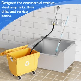 ZKDAUSDO Commercial Mop Sink Faucet Service Sink Faucet with 6-1/2" Vacuum Breaker Spout, Wall Mount 8" Adjustable Center, with 3/4" Hose Thread, Pail Hook, Chrome-Plated for Utility, Laundry, Garden