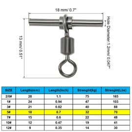 PATIKIL 70Lbs Fishing Swivels, 30 Pack 3-Way T-Shape Brass Swivels Sleeve Fishing Tackle High Strength Cross Line Swivels for Rigs Freshwater Saltwater (5#)
