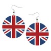 Uk Flag Faux Leather Earrings For Women Lightweight Round Dangle