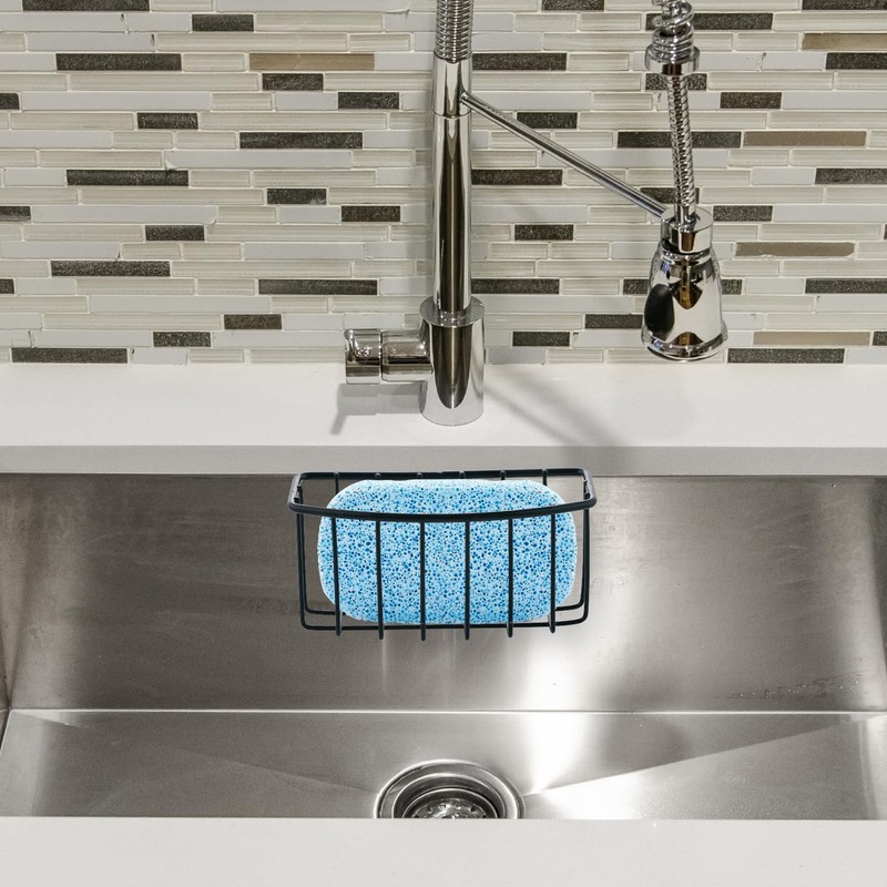 TRIO HOME Sink Sponge Organizer Caddy, Strong Transparent Suction Cups,