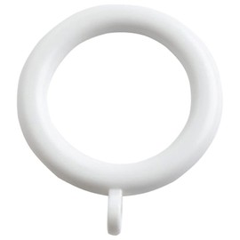 Merriway BH05953 (24 Pcs) Plastic Curtain Drapery Pole Rod Rings with Fixed Eye, Inner Diameter 28mm (1.1/4 inch) Outer Diameter 40mm (1.1/2 inch) White - Pack of 24 Pieces