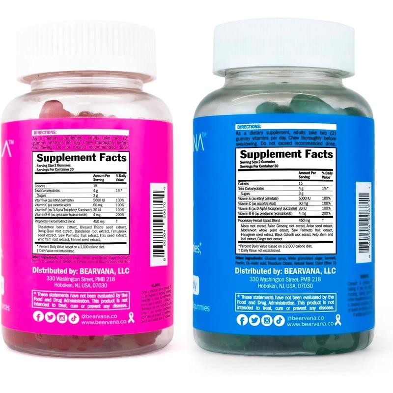 BEARVANA Multivitamin Gummies Combo – Berry & Peach, Women’s Fitness