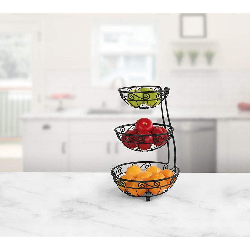 Spectrum Diversified Scroll Arched Server Stacked, 3-Tier Fruit Bowls Counters,