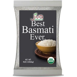 Organic Basmati Rice 4 LB Bag - Pure, Extra Long, Premium Quality from India - By Jiva Organics