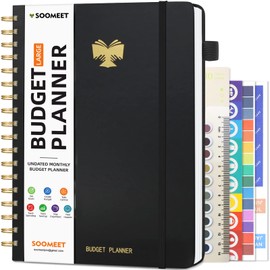 Soomeet Budget Planner - Monthly Bill Organizer with Pockets. Undated Financial Organizer with Expense Tracker Notebook, Budgeting Journal and Budget Book to Control Your Money. Large Size - 7" x 10"