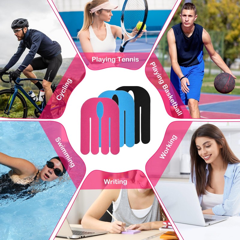 MFUSUL Pack of 30 Kinesiotapes Pre-Cut for Wrist, 3 Colours,