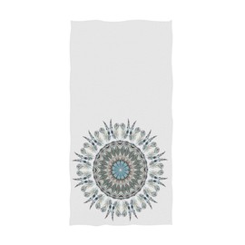 Naanle Native American Ethnic Feathers Abstract Mandala Soft Guest Hand Towel for Bathroom, Hotel, Gym and Spa (16 x 30 Inches,White)