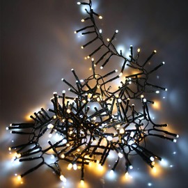 SHATCHI 480 Christmas Tree Cluster Lights Multifunction 8 Light Modes, Timer Green Cable Indoor/Outdoor Low Voltage Holiday Home Decorations, Warm and Cool White