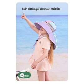 Moon Kitty Baby Girls Sun Hats Infant Toddler Wide Brim Beach Sun Hat Kids Summer Waterpoof Hat Outdoor Adjustable Hat UPF 50+ Purple