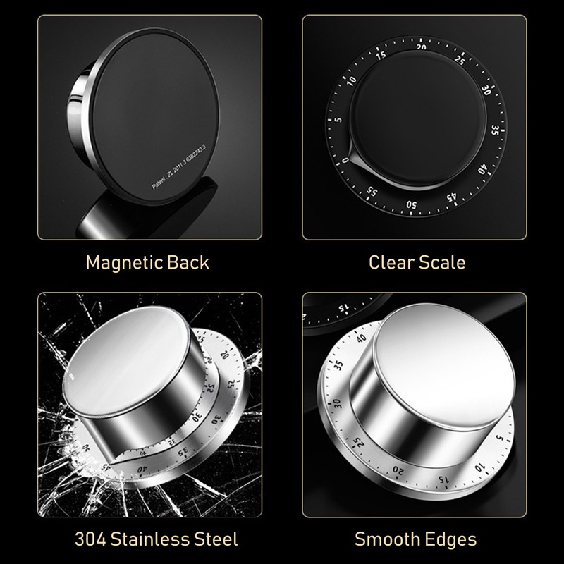 Kitchen Timer No Batteries Required Timer Manual Stainless Steel Mechanical