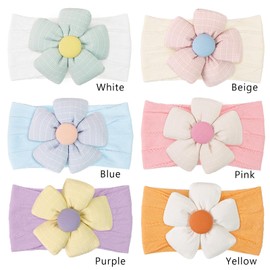 CÉLLOT 6 Pcs Baby Flower Headbands Baby Girls Nylon Headbands Soft Hairbands Hair Accessories for Newborn Infant Toddler Babies