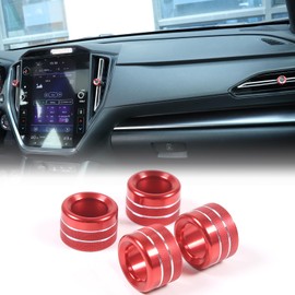 Air Vent Lever Cover Wind Outlet Knob Decoration Trims Compatible with Subaru WRX 2022 2023 2024, Car Volume Knob Protection Ring Multimedia Sound Volume Tune Knob Decor Cover Trim Accessories (red)