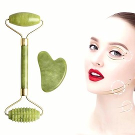 Natural jade roller gua sha set stone massager skin care tool natural ingredients health care meridian cash on delivery or payment upon order / 천연옥 돌기 롤러 괄사 세트 석재 마사지 기 피부관리 도구 자연 재료 건강 케어 경락 착불 또는 주문시 결제