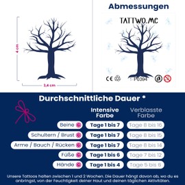 Tattwo.me Temporary Tattoos for Adults and Children 2 Weeks Waterproof - Tree - Vegetable Ink - EU Cosmetic Certificate - (P0394)