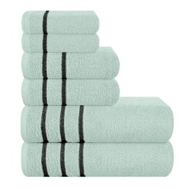 MyOwn Ultra Soft 6 Pack Cotton Towel Set, Contains 2 Bath Towels 28x55 inch, 2 Hand Towels 16x24 inch & 2 Wash Coths 12x12 inch, Ideal Everyday use, Compact & Lightweight - Sea Green, 71656