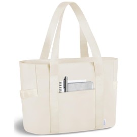 Prite Tote Bag for Women Weekender Bag with Laptop Compartment for Work Nurse Travel Gym(Beige)