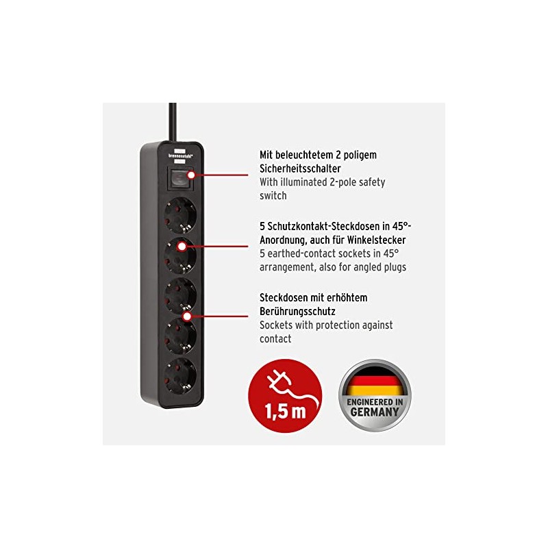 Brennenstuhl Super-Solid Power Strip, black, 1153250000