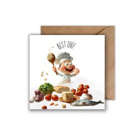 WBdesignz Greeting Card for Chefs with Envelope - Best Chef Kitchen Lovers Hobby Cooking Card Birthday Card Recognition Food Chef Hat Kitchen (Square - 125 x 125 mm)