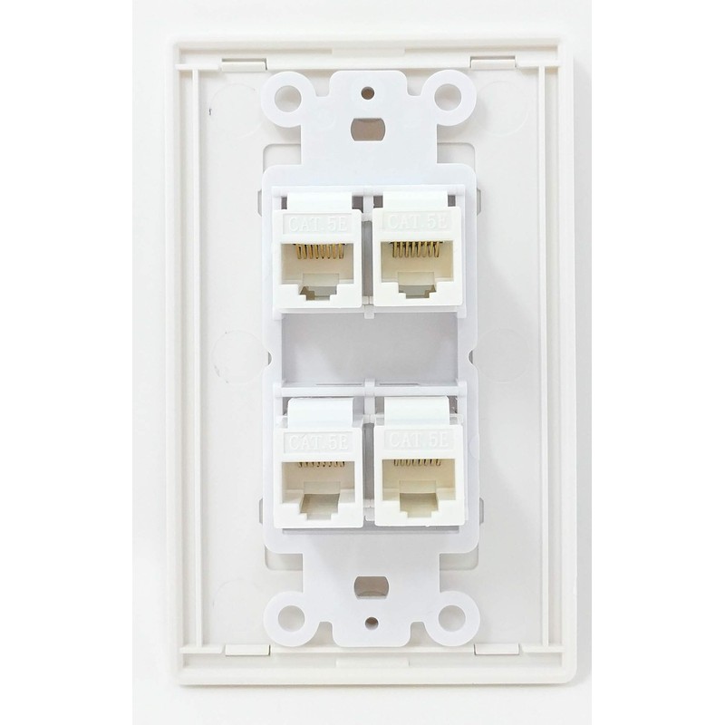 RiteAV Screwless Decorative 1 Gang 4 Port Cat5e Wall Plate