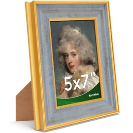 Gaevuian 5x7 Picture Frame, Antique Finish Display 5 x 7 Photo Frame with Tempered Glass for Wall or Tabletop,5 by 7 Picture Vintage Framed Wall Art Décor,Grey,1Pack