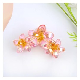 Wisafory Pack of 3 Hair Clips with Flower Motif Hair Clips Women's Acrylic Flower Clip Decorative Hair Claws Hair Accessories for Women and Girls Thin Thick Curly Hair Pink