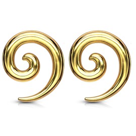 Pierced Owl Stainless Steel Spiral Tapers, Sold as a Pair (2mm (12GA), Gold Tone)