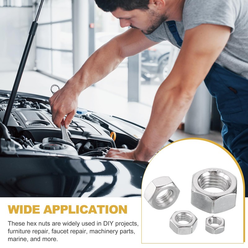 sourcing map 80 Pcs M4x0.7mm Hex Nuts, 316 Stainless Steel