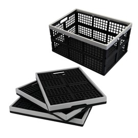 Anbers 42 L Plastic Collapsible Storage Crate, Folding Milk Crate Storage Bins, 4 Packs