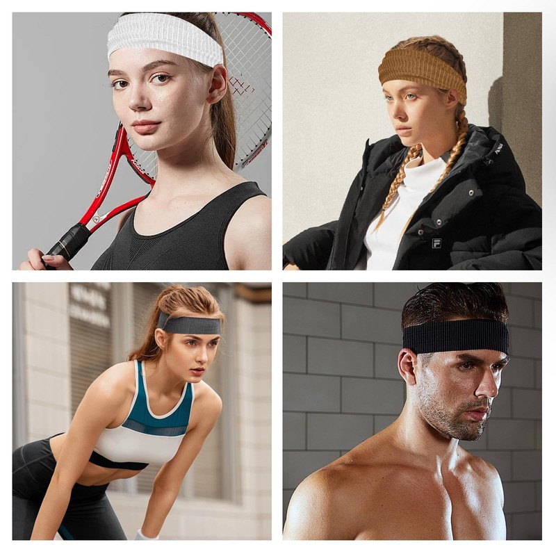 BOBOPACK 4 Teiliges Sport Haarband Damen, Rutschfest und Weich, Gestrickte