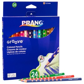 Prang Groove Triangular Colored Pencils, 3.3 Millimeter Cores, 7 Inch Length, Assorted Colors, 24 Count (28124)