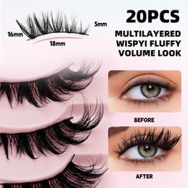 10Pair Cat Eye Half Eyelashes, Fluffy Natural False Eyelashes with Tweezers and Brush, Lightweight 3/4 Mink-Like Lashes for Everyday Wear, DIY Cat Eye Lashes Looking