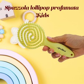 AfroRicci Bürste für lockiges Haar, Wet & Dry Rose – Entwirrungsbürste für lockiges Haar, entwirrende Bürste, Anti-Verknoten, welliges und nasses Haar (Kids Lollipop)