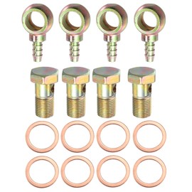 X AUTOHAUX 4 Set 18mm Banjo Hose Barb Bolt Fittings Banjo Bolt Washer Bronze Tone Metal with 18mm Washers for Car
