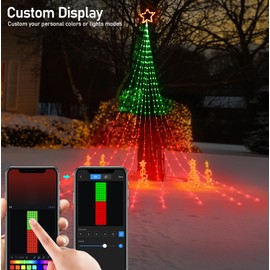 Outdoor Christmas Decorations Smart, 344LED 11.8FT DIY Modes Dynamic Color Changing APP Remote Control Waterfall Christmas Tree Lights, Topper Star Music Schedule for Outside Yard Garden Xmas Decor