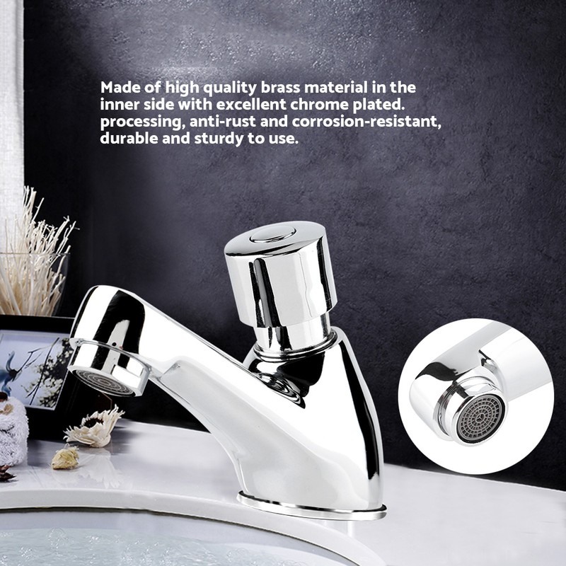 Public Ktchen Bathroom Chrome Plated Self Closing Water Saving Time