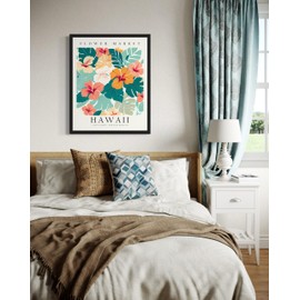 Póster de arte de Hawaii Flower Market Art para pared, arte de arte floral botánico para recámara, cocina, baño, decoración de sala de estar 61 (Hawaii, 8 x 10 pulgadas, sin marco)