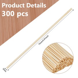 DICOSMETIC Pack of 300 Wooden Dowels 1/8 x 6 Inch Dowel Rods Wooden Dowels Round Bamboo Sticks for Crafts Natural Wooden Dowels for Crafts and DIY Projects