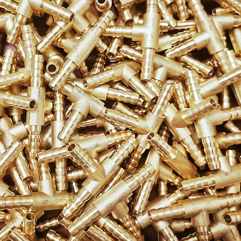 Da by 2 pcs 1/4"(6mm) Brass Tee Barb Fittings for